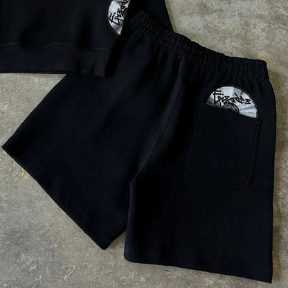 American Creative Pocket CD Pattern Cartoon Embroidery Fashion Loose Straight Shorts Summer Y2K Casual Hip Hop High Street Pants