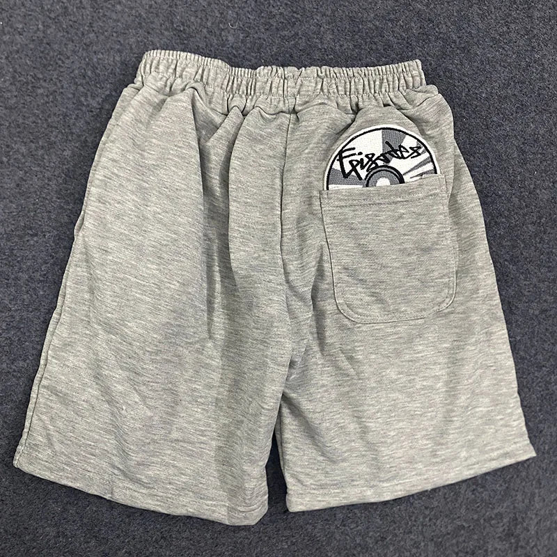 American Creative Pocket CD Pattern Cartoon Embroidery Fashion Loose Straight Shorts Summer Y2K Casual Hip Hop High Street Pants