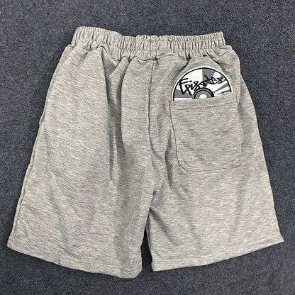 American Creative Pocket CD Pattern Cartoon Embroidery Fashion Loose Straight Shorts Summer Y2K Casual Hip Hop High Street Pants