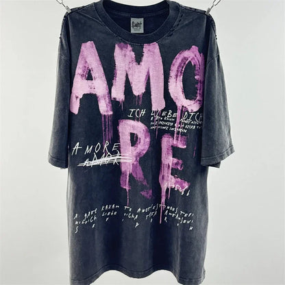 Washed Saint Punk art limited edition BOX TEE Hand Worn Vest T-Shirts Men Women High Quality T Shirt