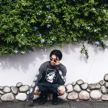 Yao Fashion Saint OF Michael 25SS High Quality Cotton Long Sleeve Tops Tee Streetwear Oversize Casual Y2k Loose T Shirt For Men