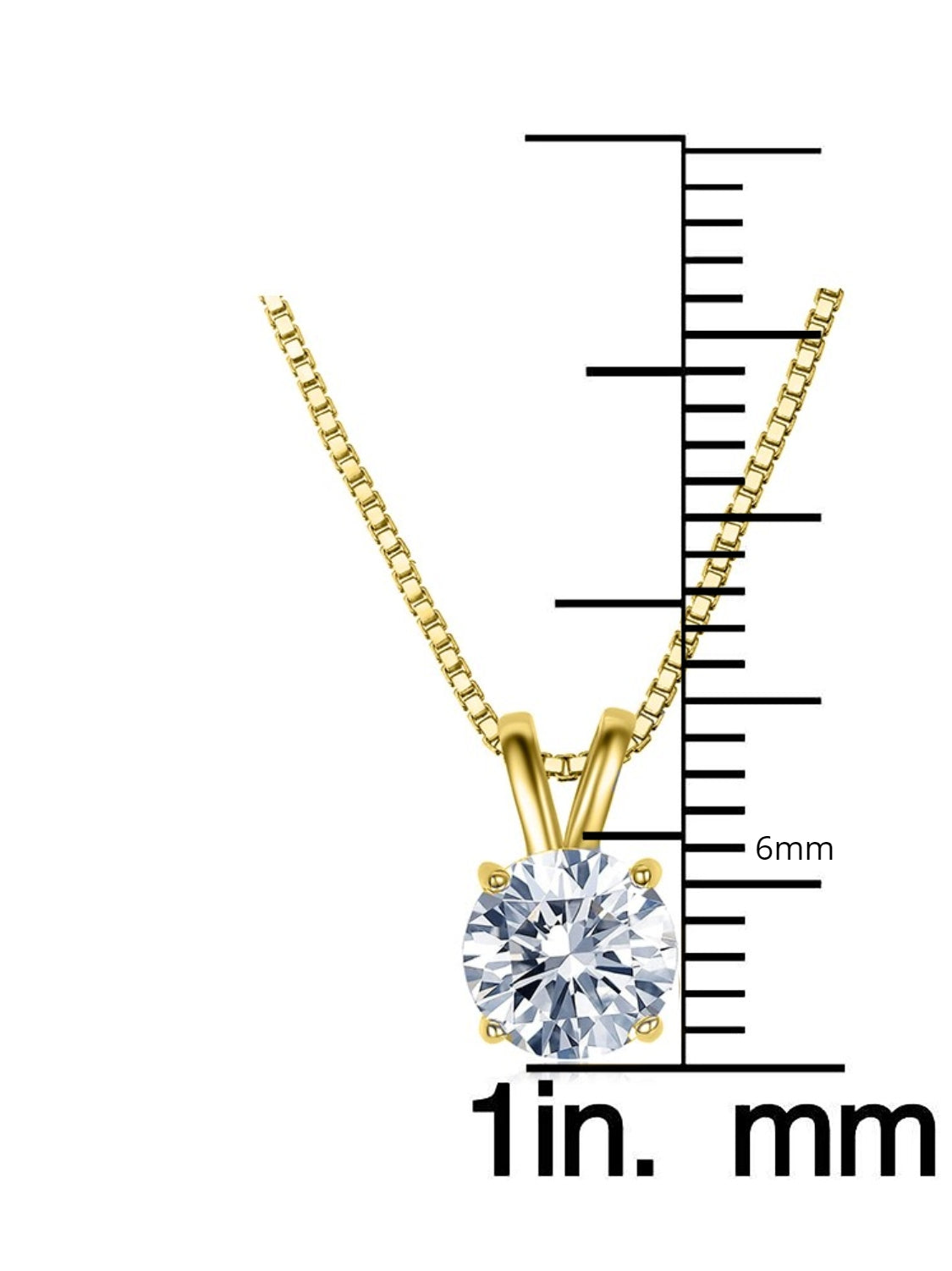 Solid 10K Yellow Gold Round Cut Crystal Pendant