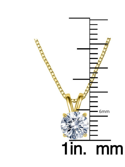 Solid 10K Yellow Gold Round Cut Crystal Pendant